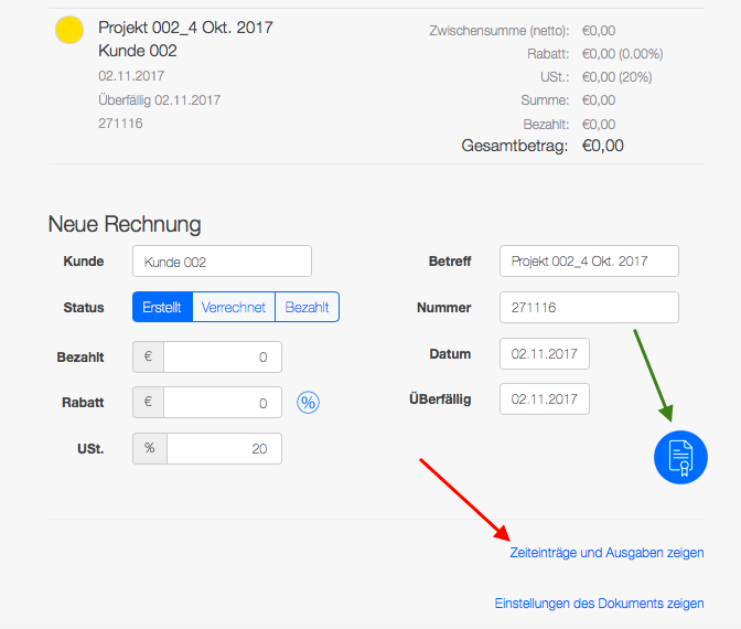 Abrechnung - Rechnungserstellung