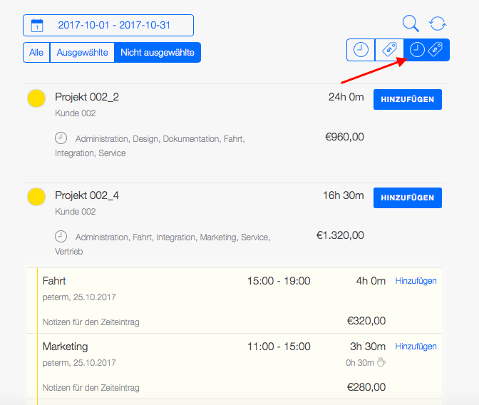 Abrechnung - Projektzeiten und Ausgaben abrechnen