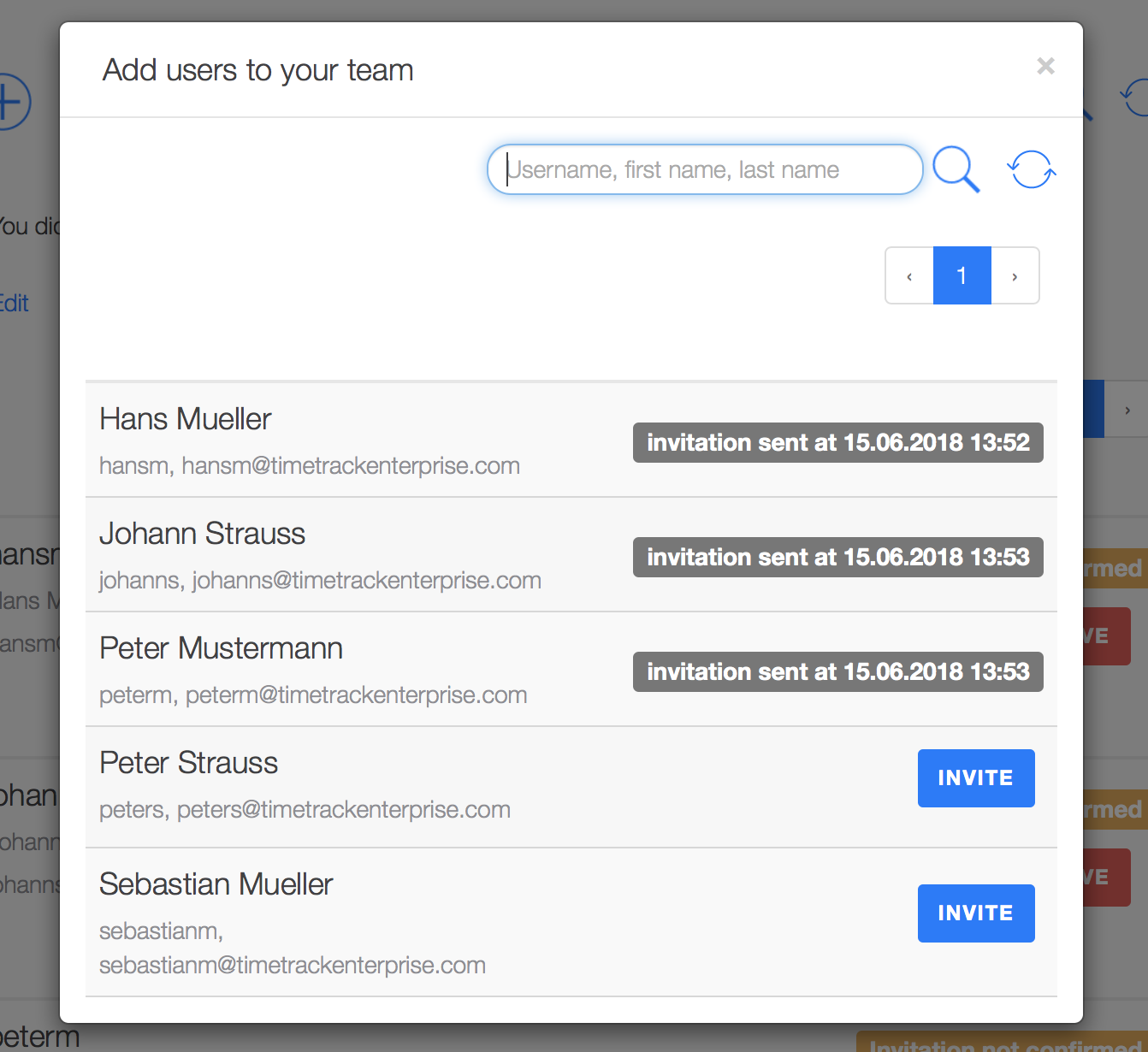 Team Management - Team invitation
