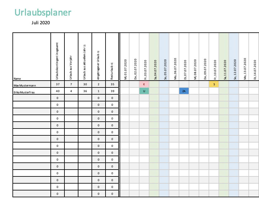 Urlaubsplaner-Vorlage