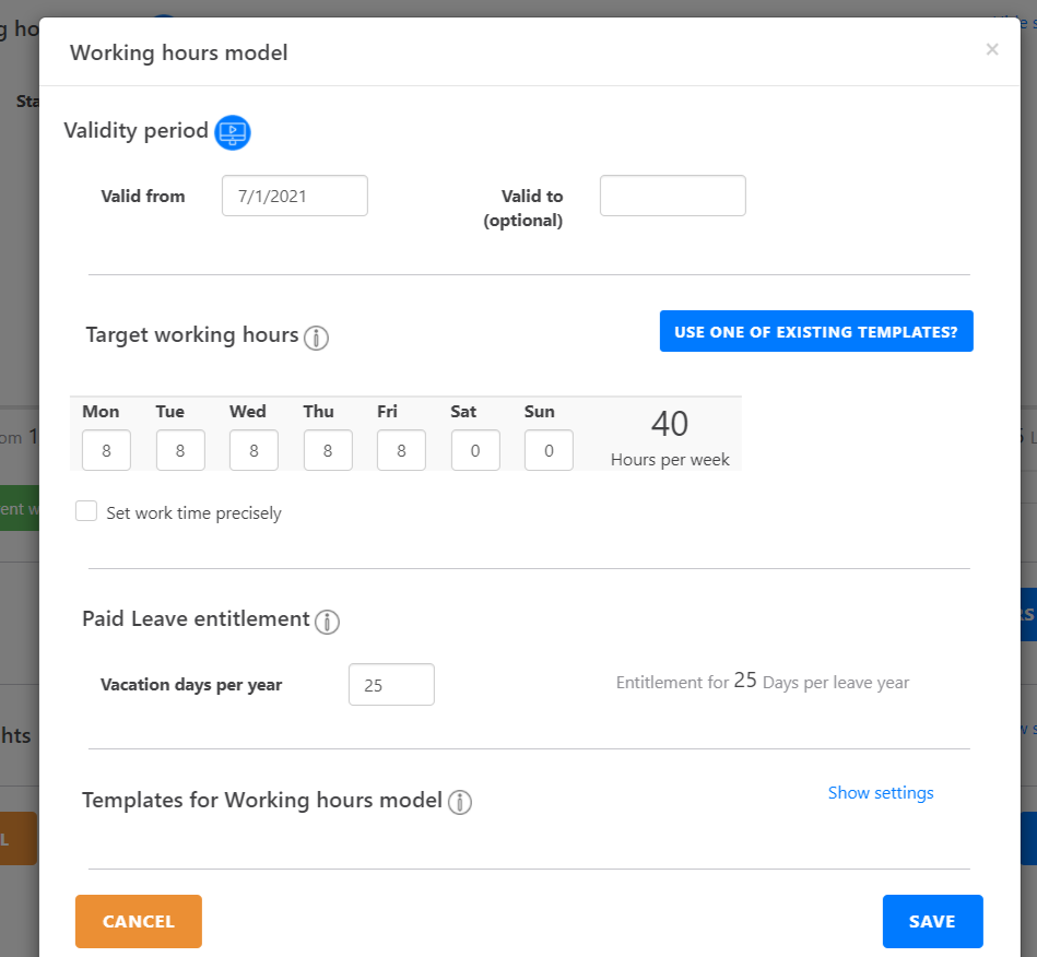 Add Working Hours Model