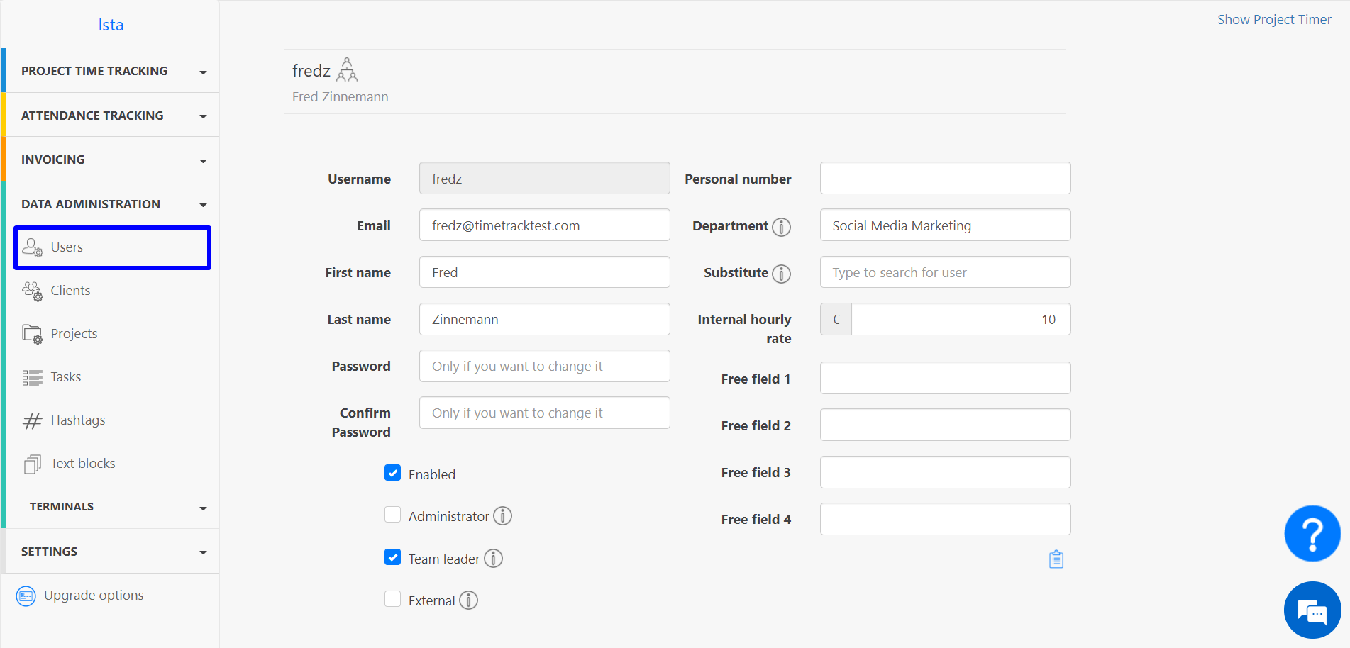 User Profile Settings