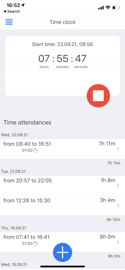subsequent attendances time clock mobileapp