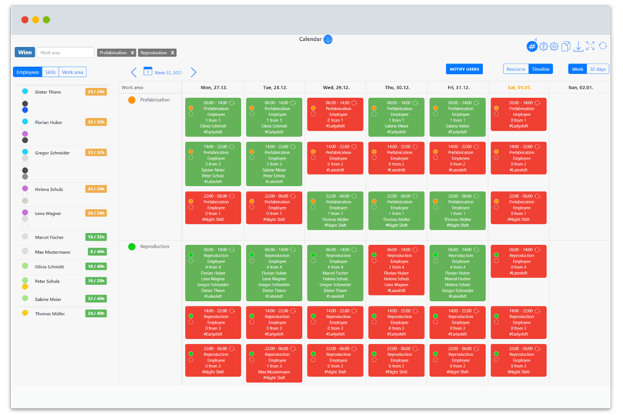 Shift Planning - Simple and Clear Planning