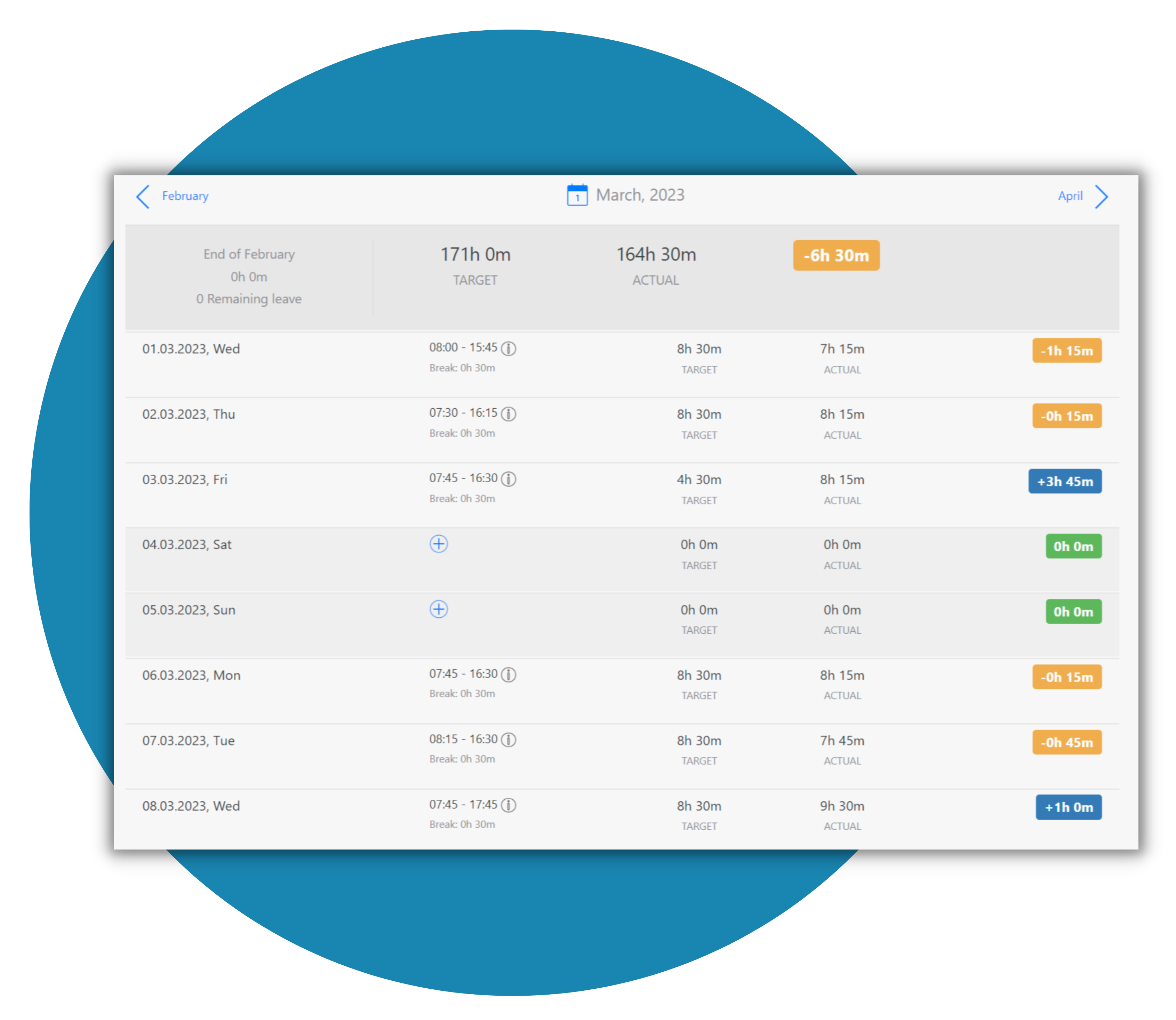 Timesheet App Complete Overview of Working Hours TimeTrack