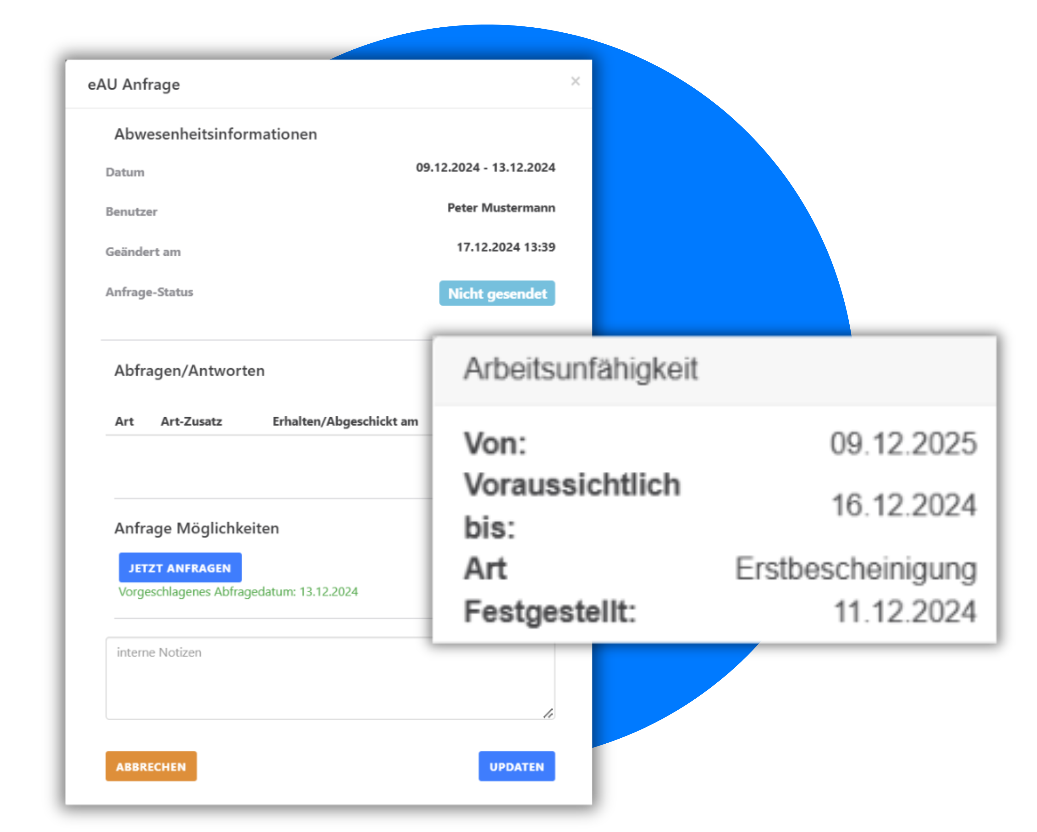 eAU-Anfrage-TimeTrack