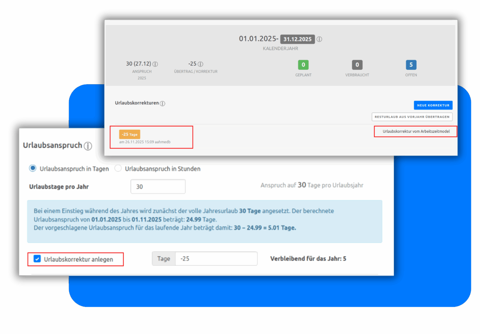 Stundenkorrektur-Arbeitszeitmodell