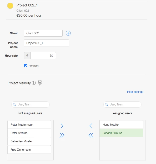 External workers - Project assignment