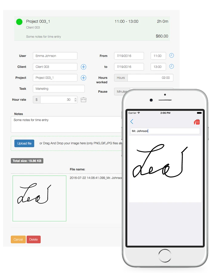Client signature web app