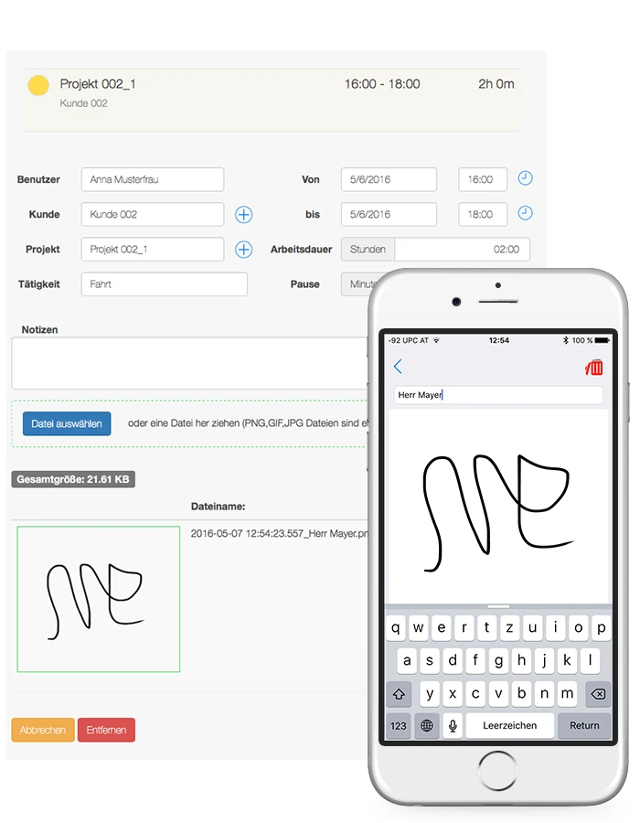 Web App Kundenunterschrift