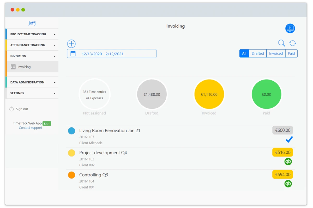 Invoicing with TimeTrack