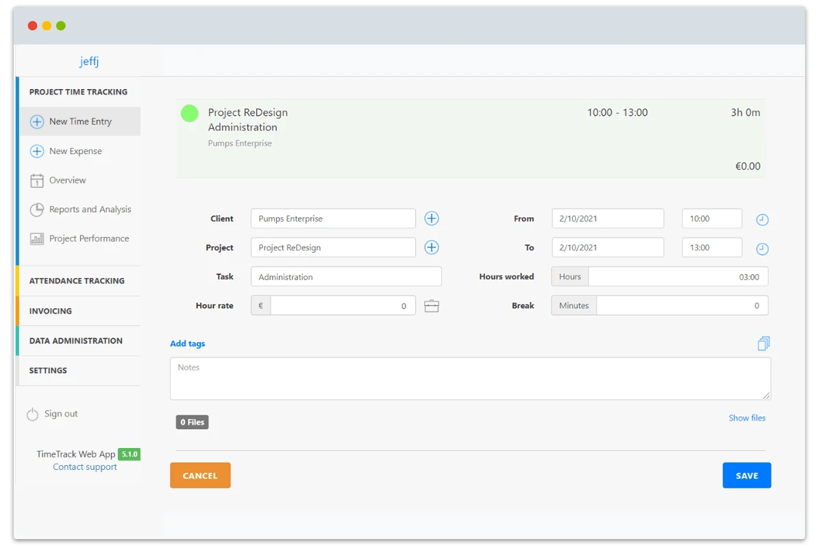 Project Time Tracking with TimeTrack