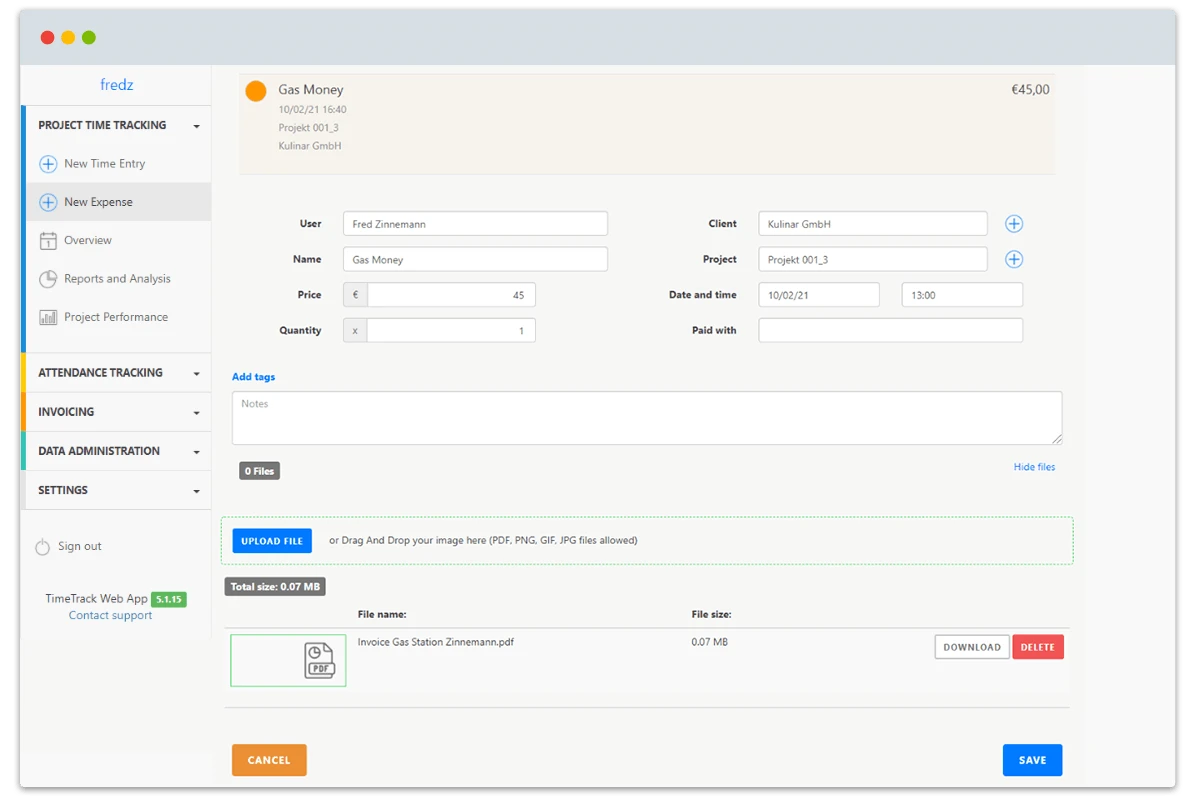 Time Tracking Services Expenses