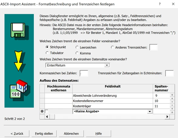 ASCII-Import Assistent 2