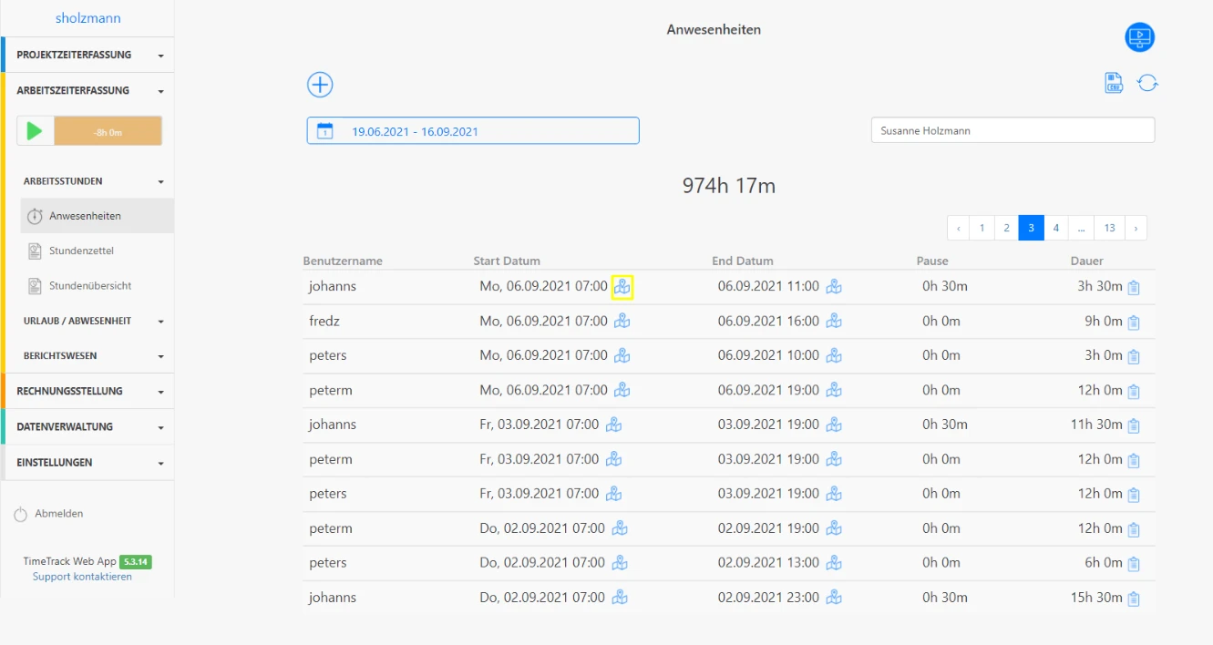 Mobile Anwesenheitserfassung GPS Funktion
