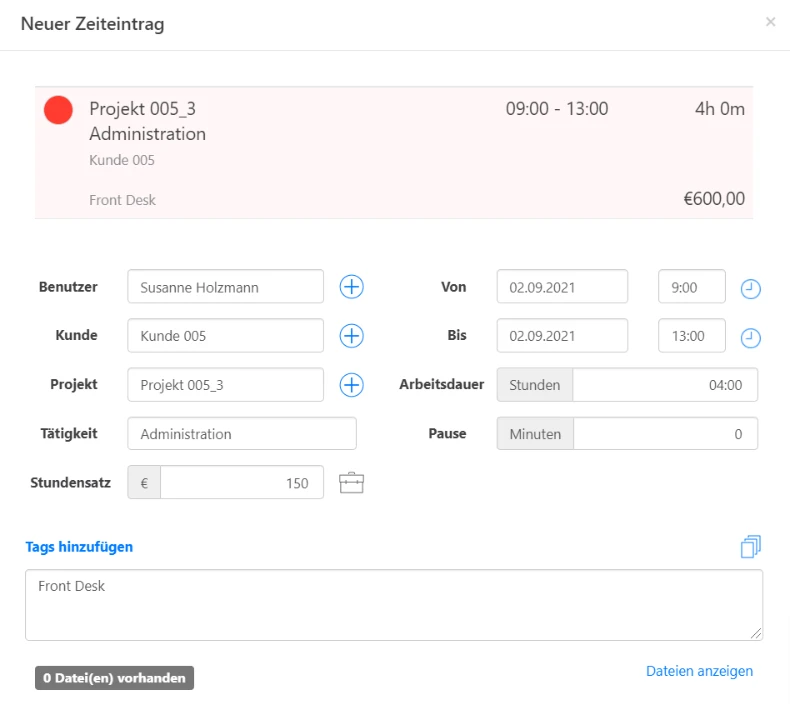 Nachträgliche Zeiteinträge
