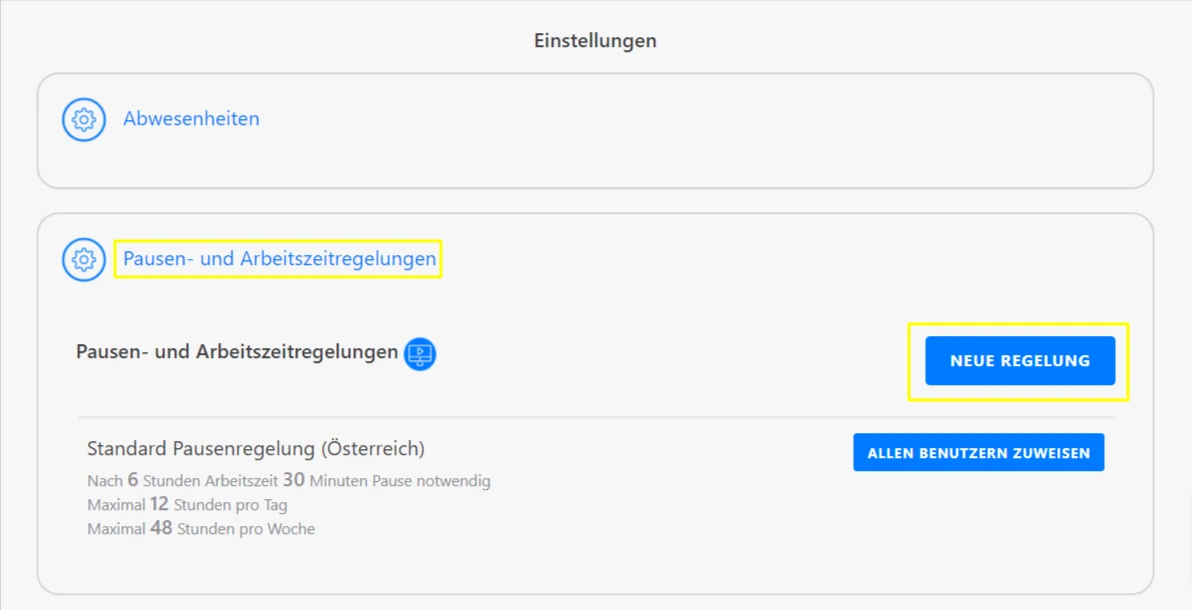 Pausenregelung und Arbeitszeitregelung Pausenregelungen erstelllen