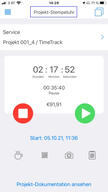 Mobile Projektzeiten mobile stempeluhr