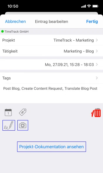 Mobile Projektzeiten Projekt-Dokumentation