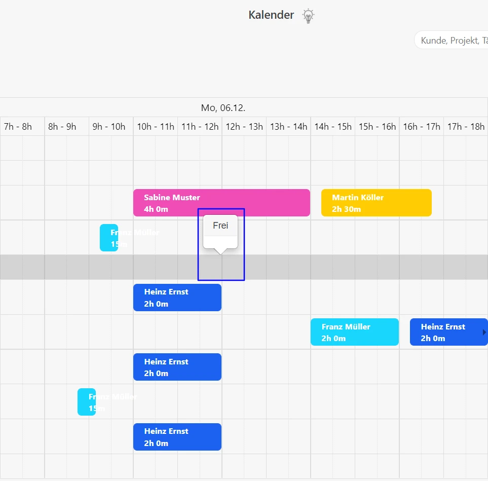 Terminplaner - Grau Hinterlegte Spalten