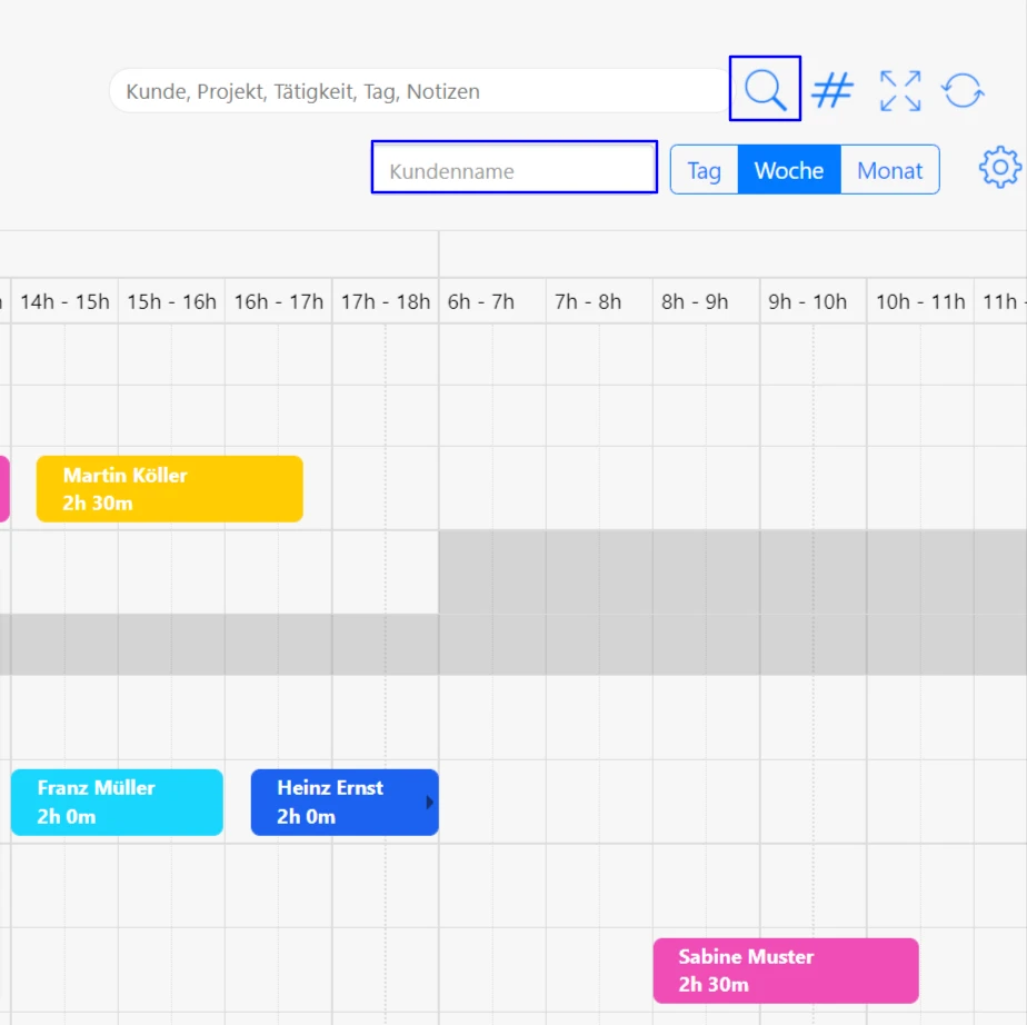 Terminplaner - Nach Kunden filtern