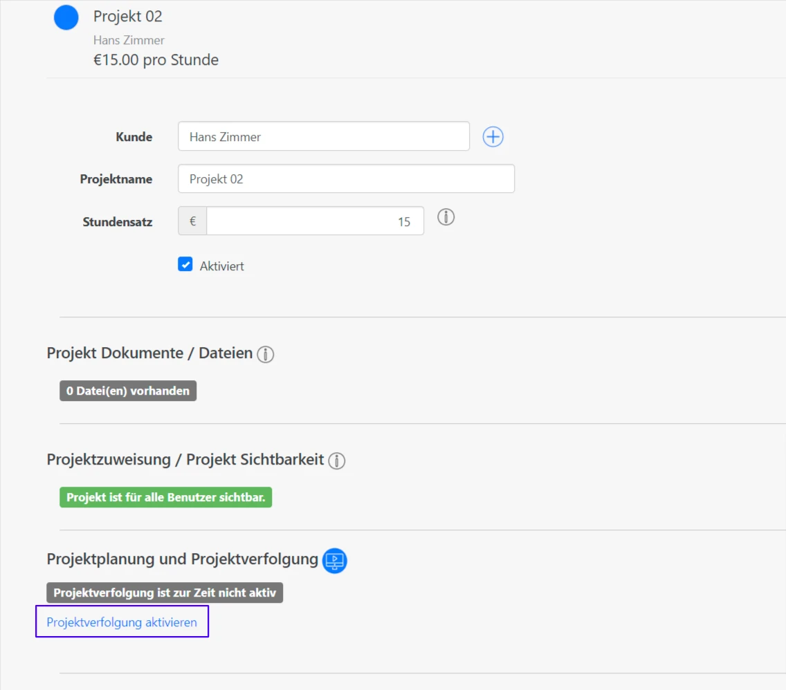 projektverfolgung-aktivieren