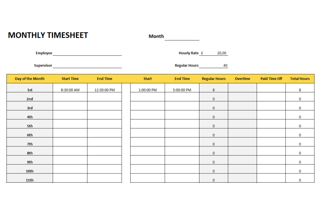 monthly-timesheet-template