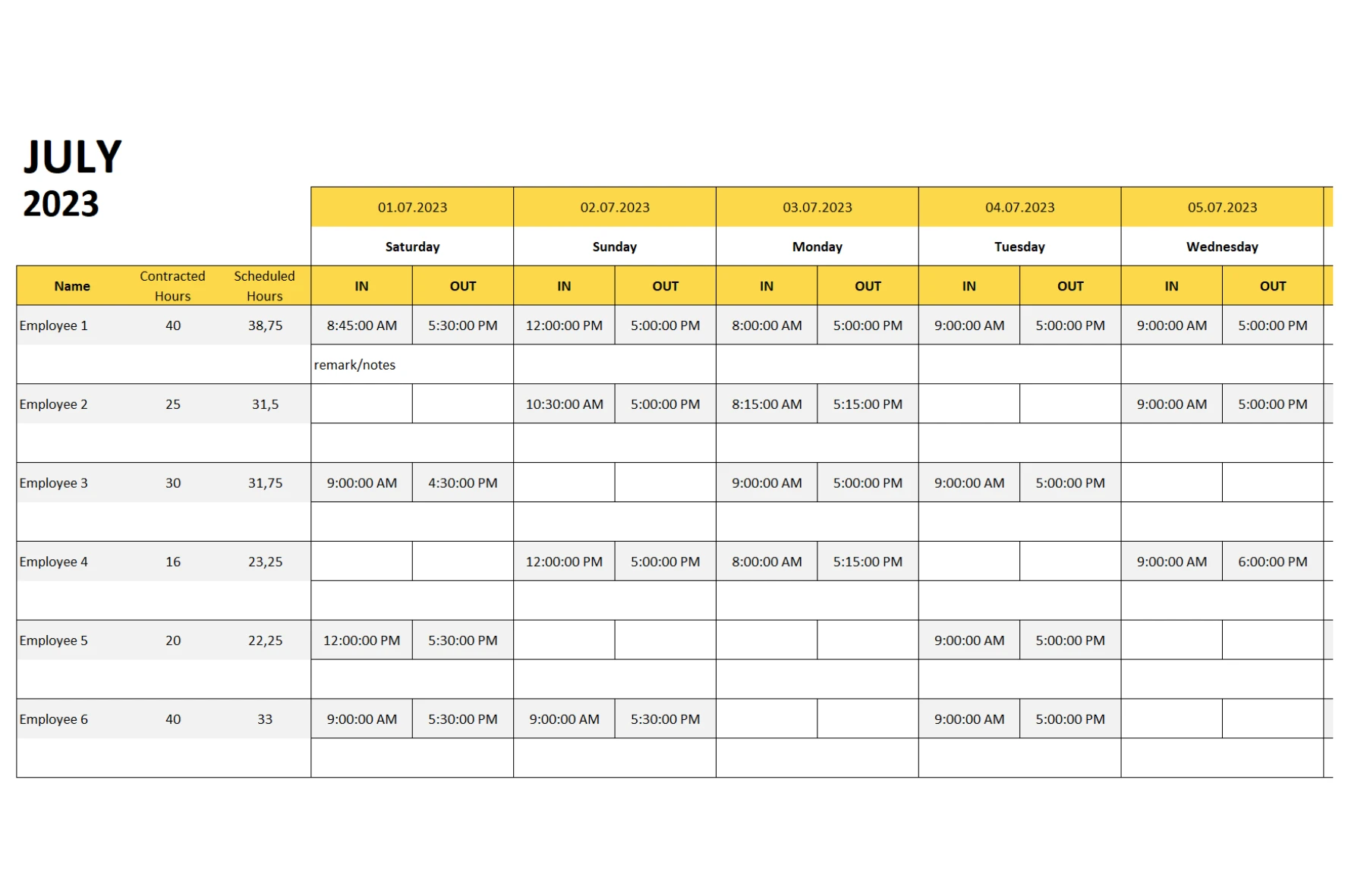 Rota Excel Templates Free Download TimeTrack