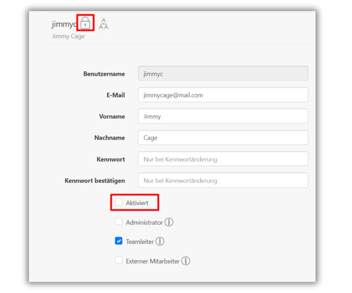 benutzer deaktivieren