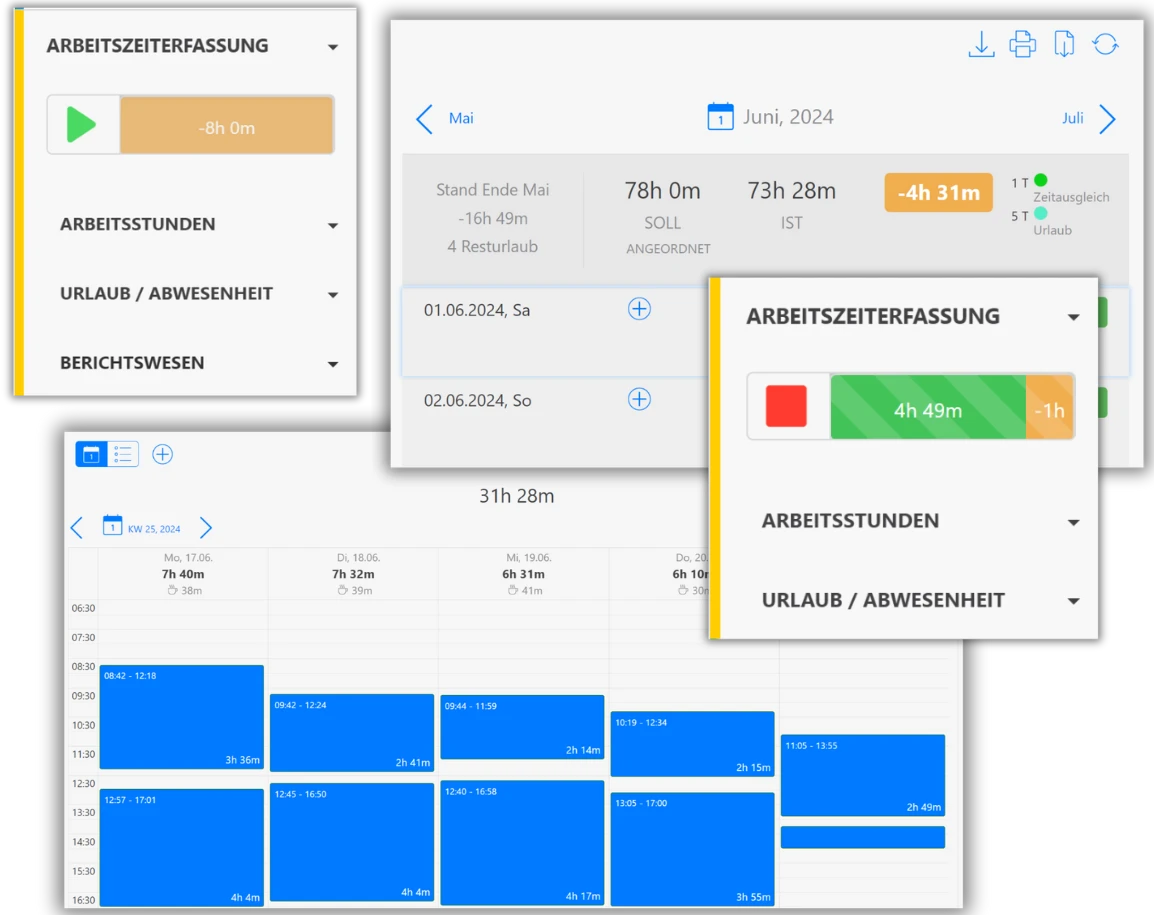 Digitale Stempeluhr Navigation