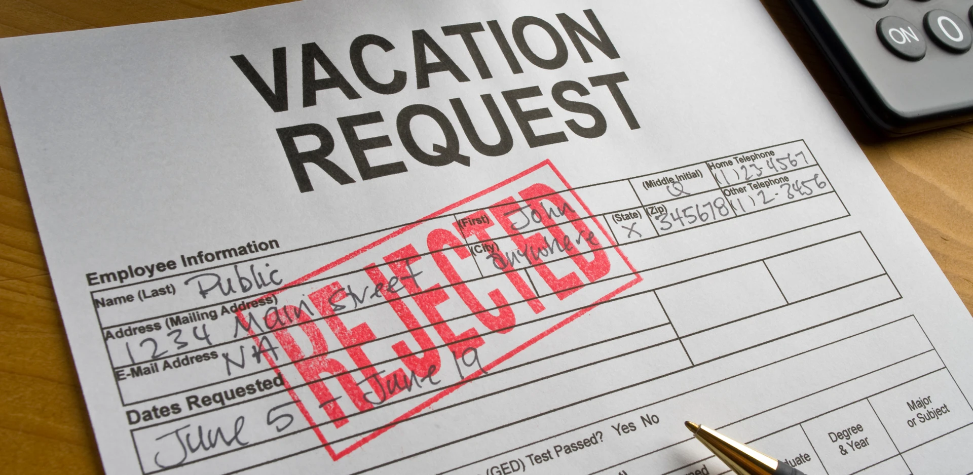 Urlaubsantrag nicht genehmigt