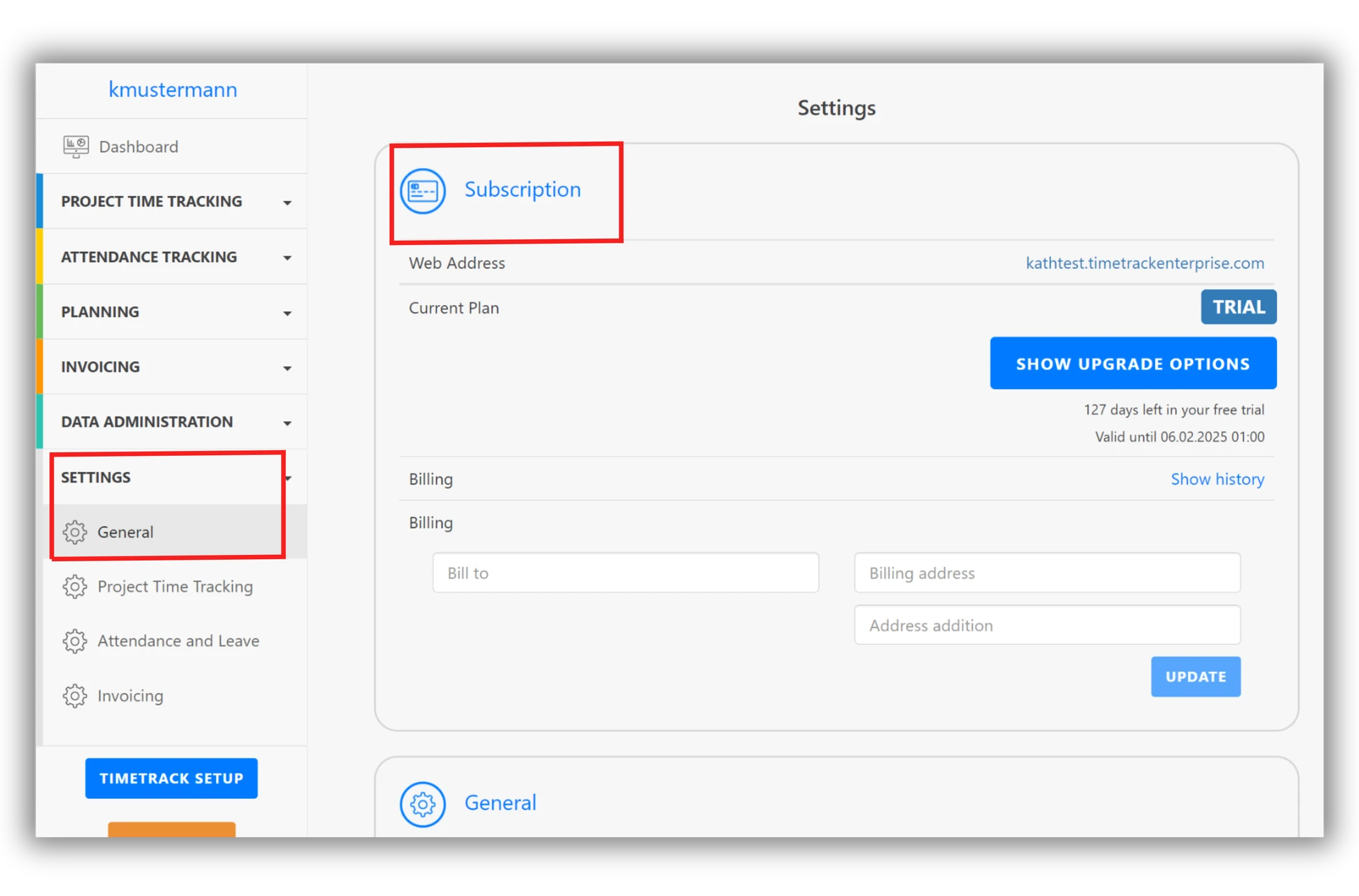 subscription settings