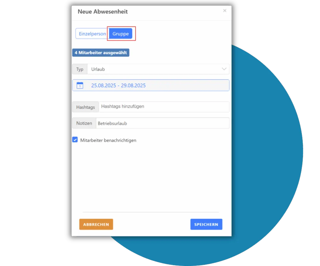 Gruppenabwenheitsantrag