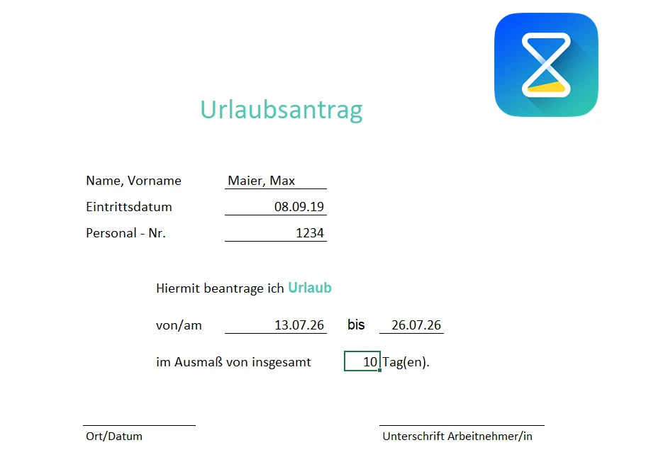 Urlaubsantrag Vorlage