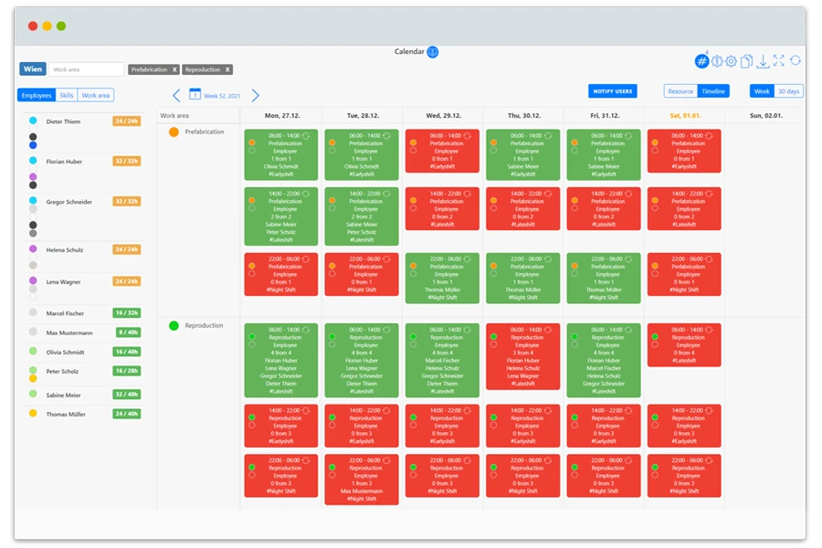 Shift Planning - Simple and Clear Planning