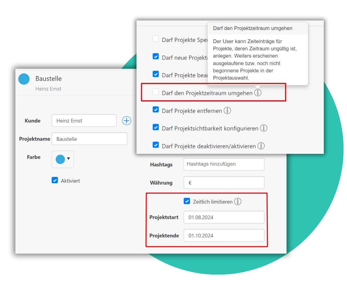 Projektzeiten limitieren
