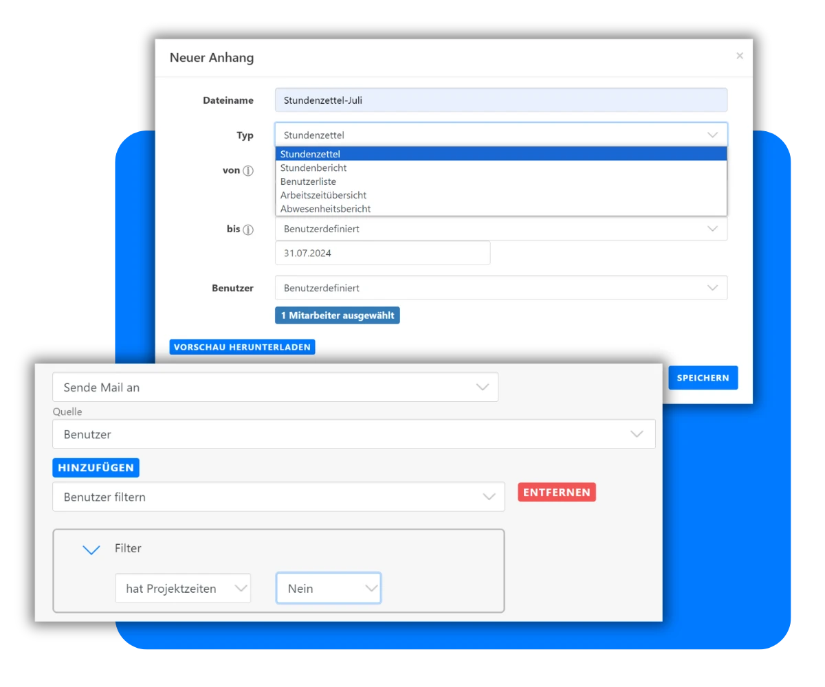 Workflows - Stundenzettel, Projektzeiten