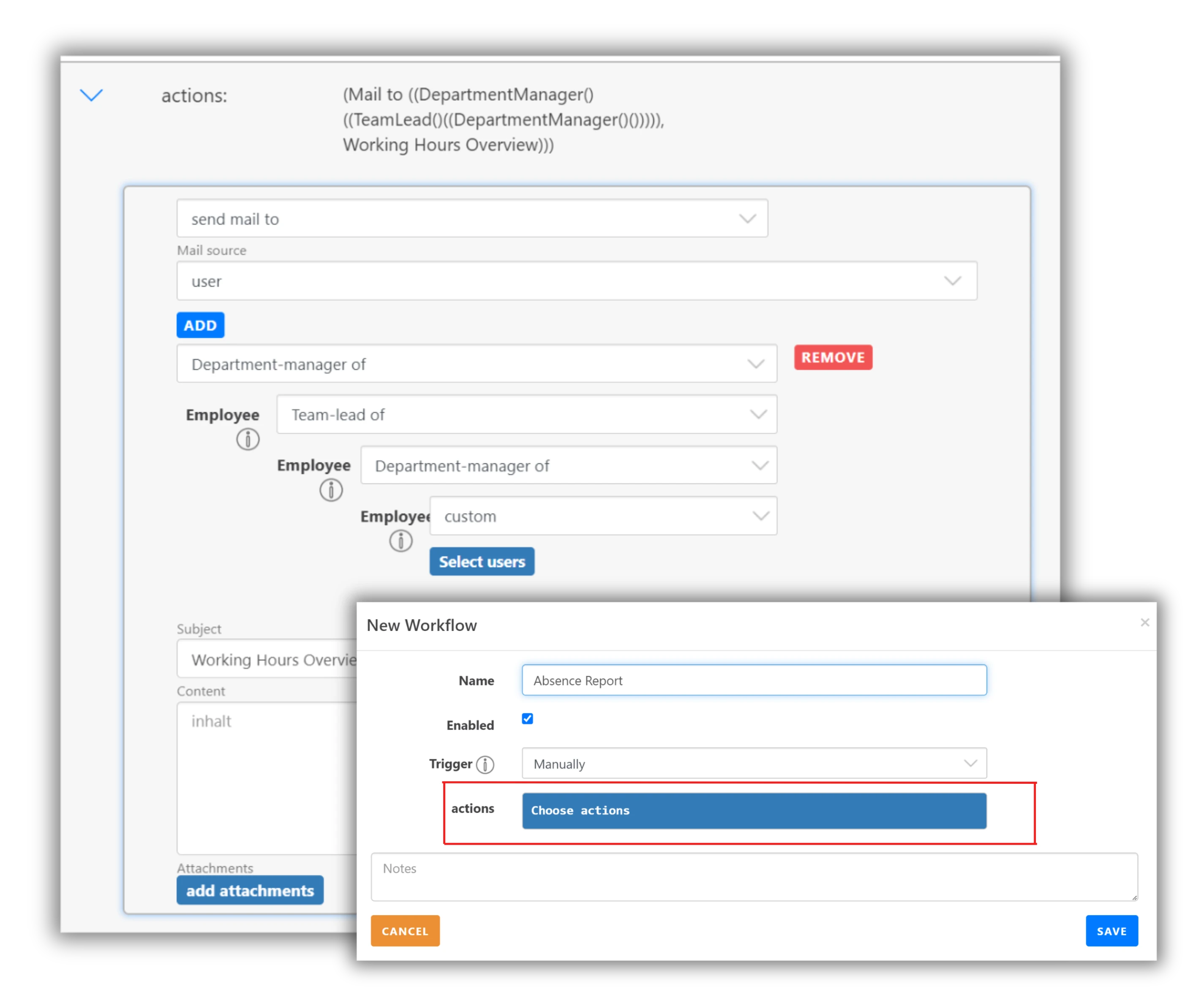 workflow action